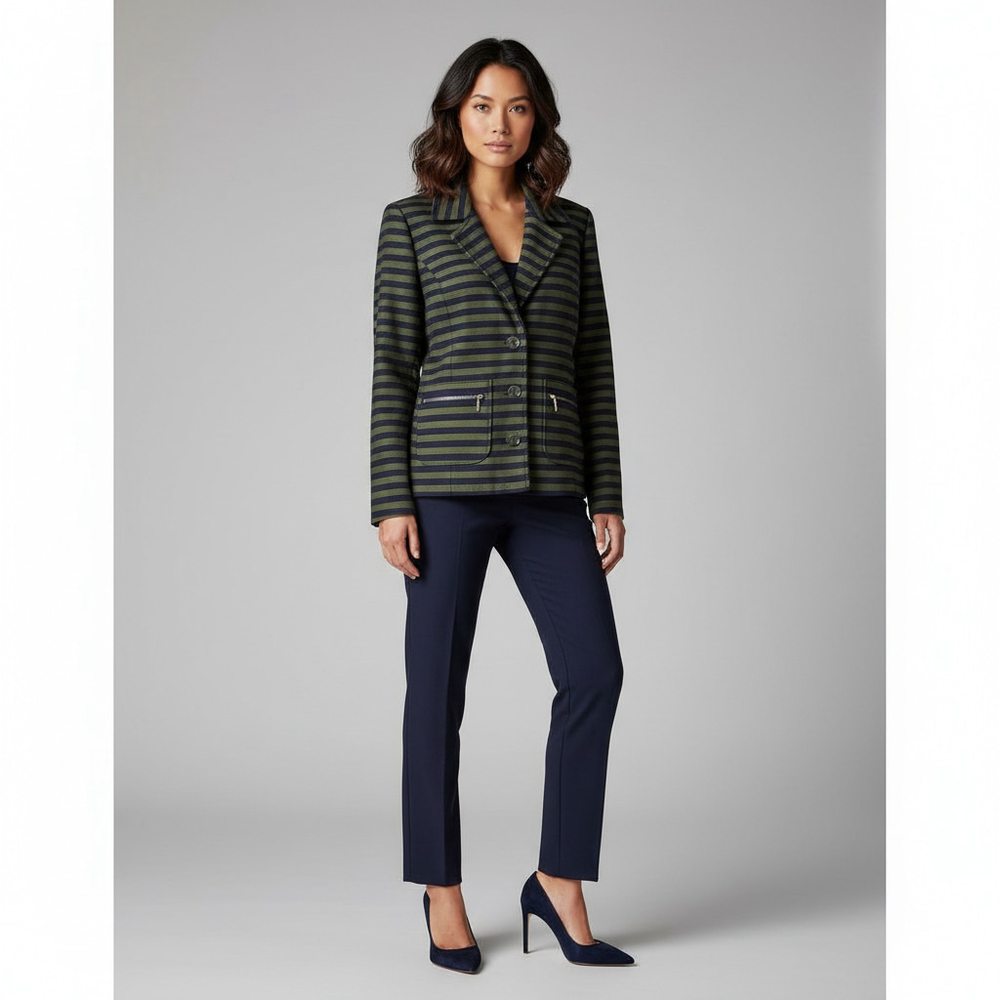 Isaac Mizrahi Live! Striped Lined Structured Blazer Size 14 NWT